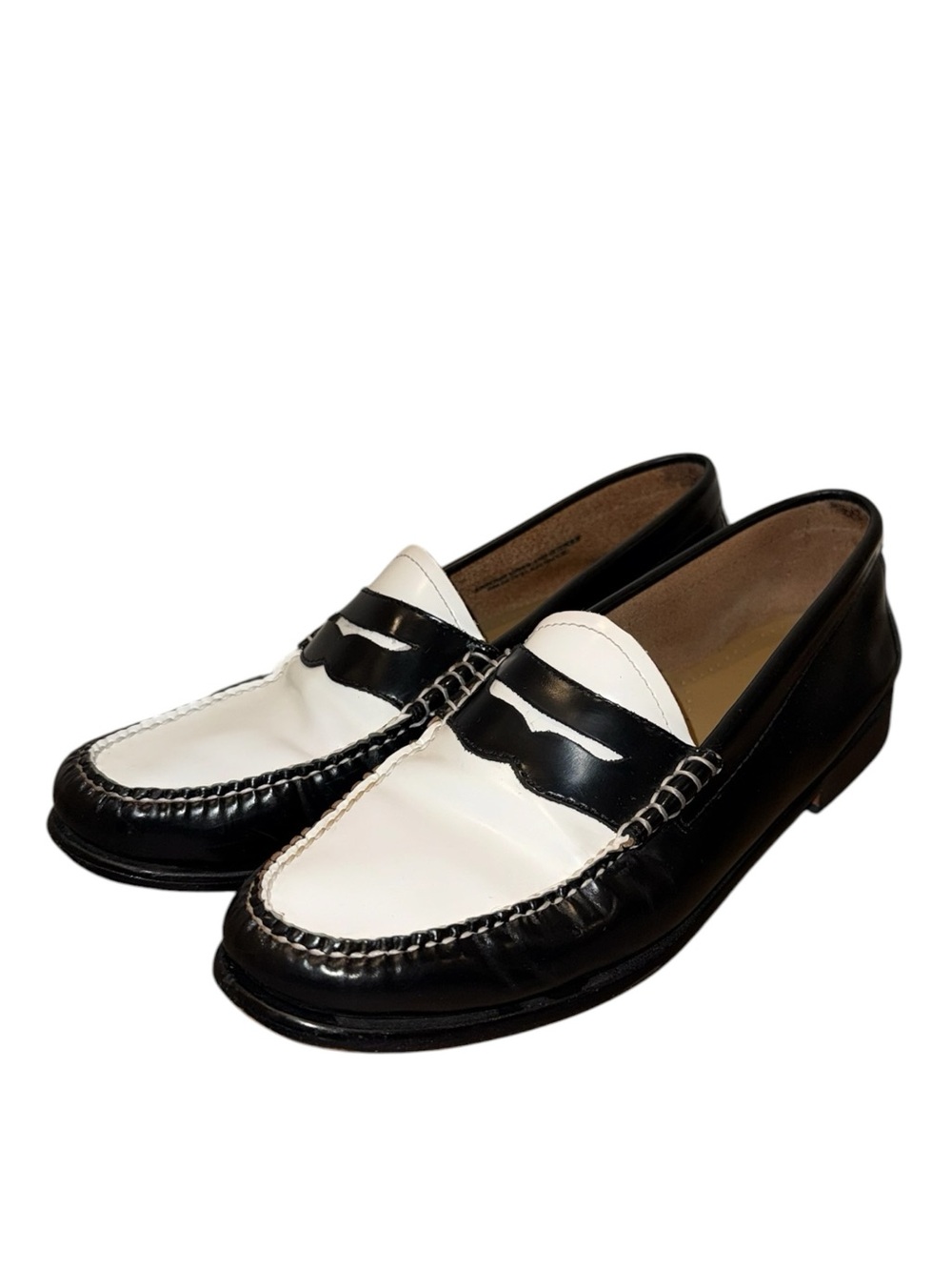 G.H Bass Weejuns Whitney Loafers Black White Leather Slip On Size Womens 9 US